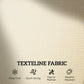 Beige outdoor cushion fabric swatch with weather-resistant icon details