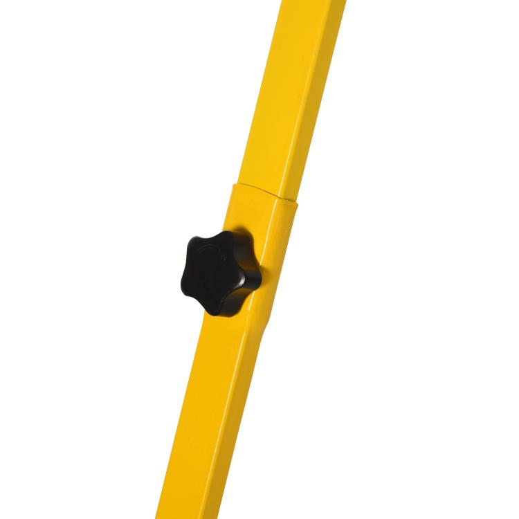 Yellow rolling snow shovel handle joint with black locking knob