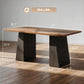 Light walnut computer desk with black trapezoidal legs, 63-inch size diagram