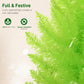 Close-up of light green pre-lit pencil Christmas tree branches with flame-retardant tips