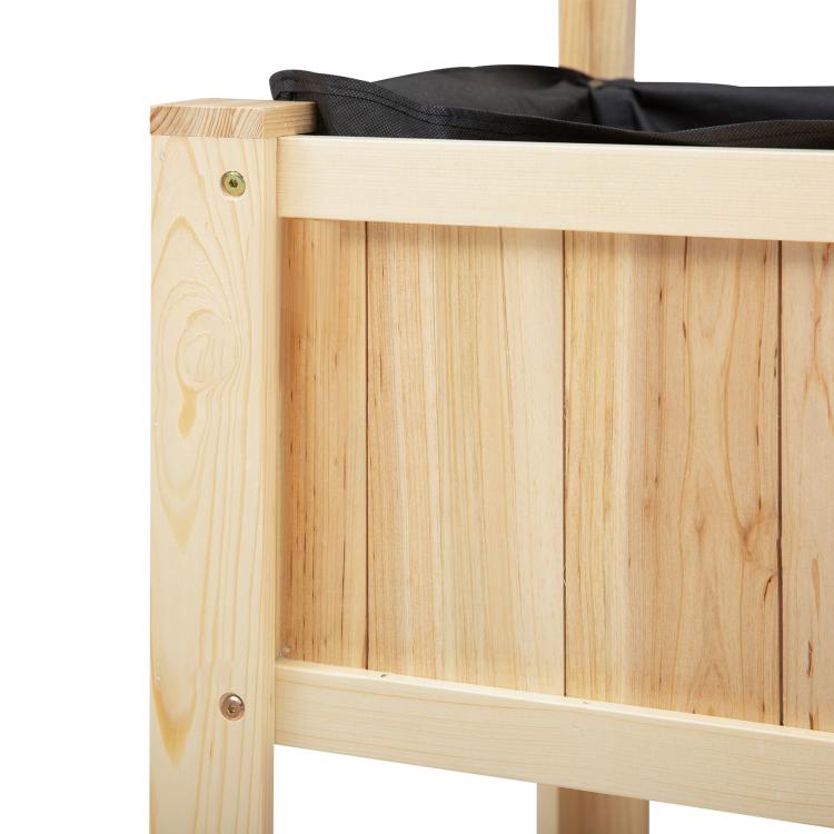 Wooden raised garden bed planter wall panel with corner metal fasteners