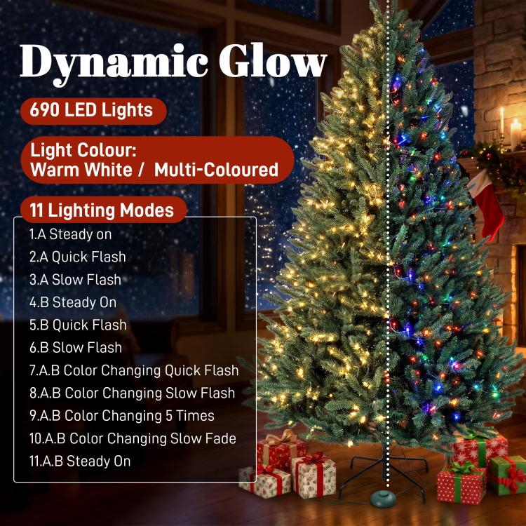 Prelit Christmas tree with warm white and multicolored LED lights