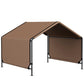 Portable pet shade shelter tent, brown canopy with open front and black metal frame