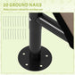 Outdoor dog shelter ground nail detail infographic with stakes and round base plate
