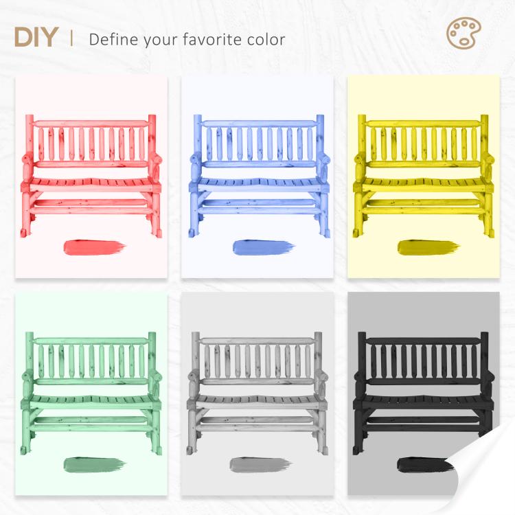Rocking loveseat color options display in multiple painted wood finishes