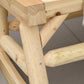 Natural wood rocking loveseat joint detail with visible screws and grain