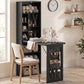 Black foldable writing and craft table with open storage shelves and side hanging pockets