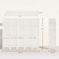 White 5-panel room divider dimensions, tall privacy screen with folding side panels.