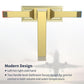 Brushed gold modern two-handle deck-mount bathroom faucet with long lever handles