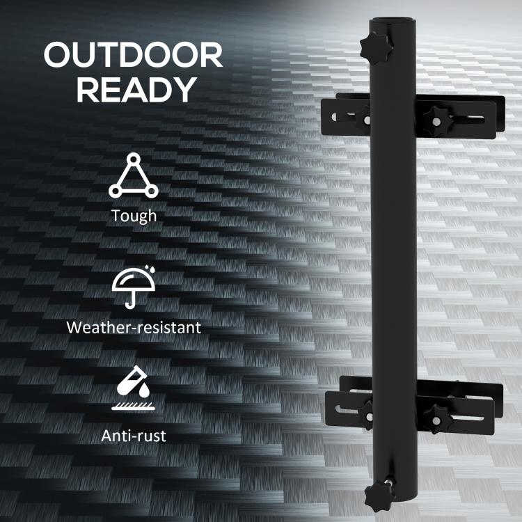 Black umbrella holder stand pole mount bracket with clamp arms