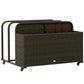 Brown rattan storage organizer with wheels, open-top rectangular bin