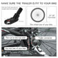 Bike trailer connector fit diagram with rear axle nut and wheel size guide