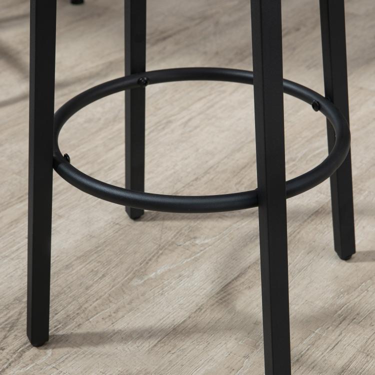 Black metal bar stool with circular footrest ring and legs