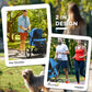 Blue and black pet stroller with 2-in-1 jogger mode shown
