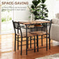 Dining table set for two with two chairs and stacked lower shelf