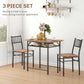 3-piece dining set with brown table and two chairs for casual indoor meals