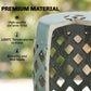 Glazed ceramic stool in teal with diamond lattice cutouts and vented top