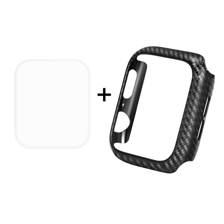 Carbon fiber TPU watch case with cutouts and curved PET screen protector