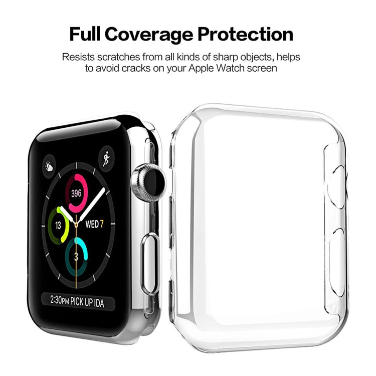 Transparent watch case shells for 42mm Apple Watch, one side open with front panel