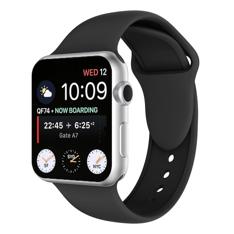 Silicone watch band with double rivets, black, for 42mm smartwatch