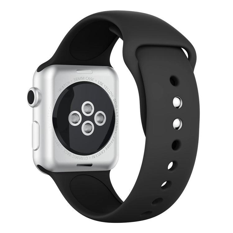 Silicone watch band with double rivets, black, with pin-and-hole strap