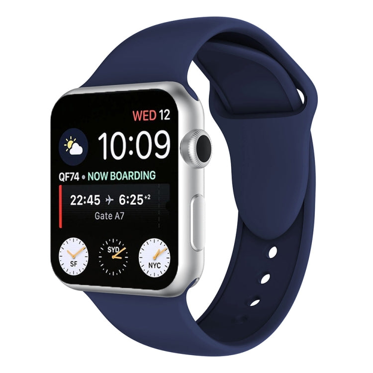Silicone watch band with double rivets, dark blue, with pin-and-hole strap