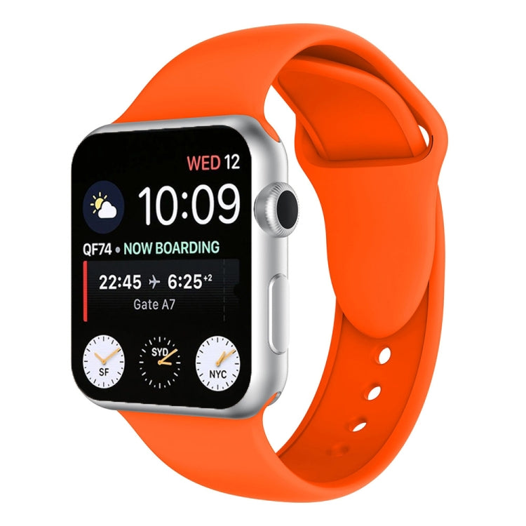 Silicone watch band with double rivets, orange, with pin-and-hole strap
