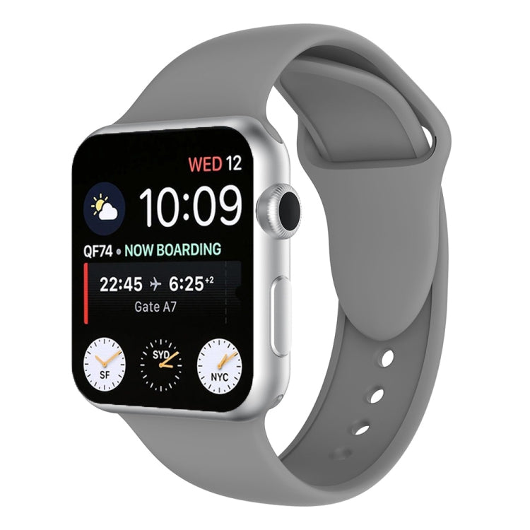 Silicone watch band with double rivets, gray, with pin-and-hole strap