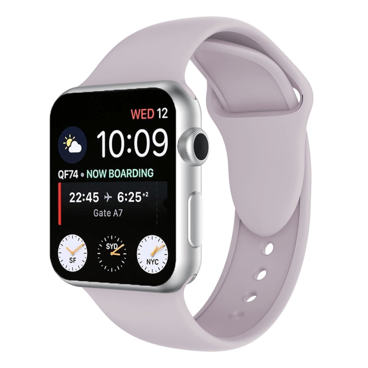 Silicone watch band for Apple Watch 42mm, lavender with perforated holes and clasp