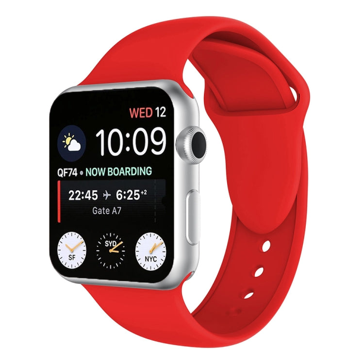 Silicone watch band for Apple Watch 42mm, red with perforated holes and clasp