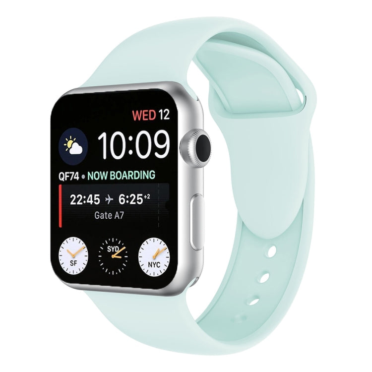Silicone watch band for Apple Watch 42mm, light turquoise with perforated holes and clasp