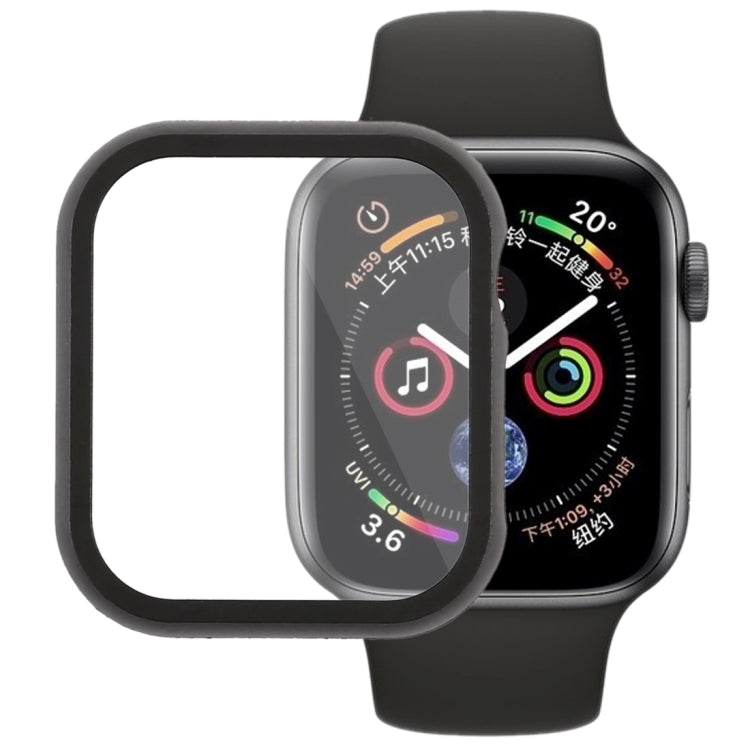 Metal front frame protective case for Apple Watch, black frame with clear window