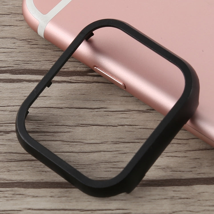 Metal front frame protective case, rose gold border on pink watch band