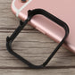 Metal front frame protective case, rose gold frame protecting a pink watch