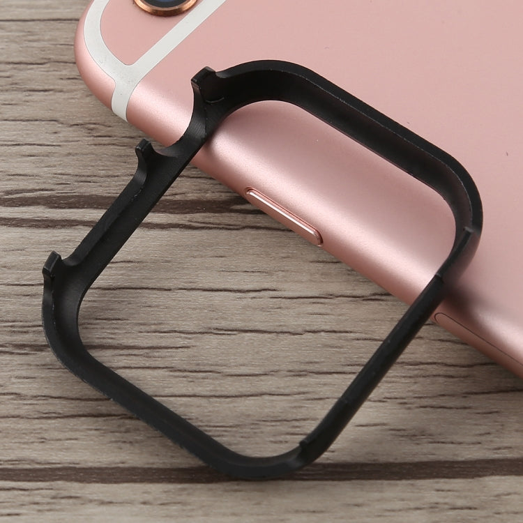Metal front frame protective case, rose gold frame protecting a pink watch