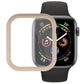Metal front frame protective case for Apple Watch, gold-tone frame with clear window