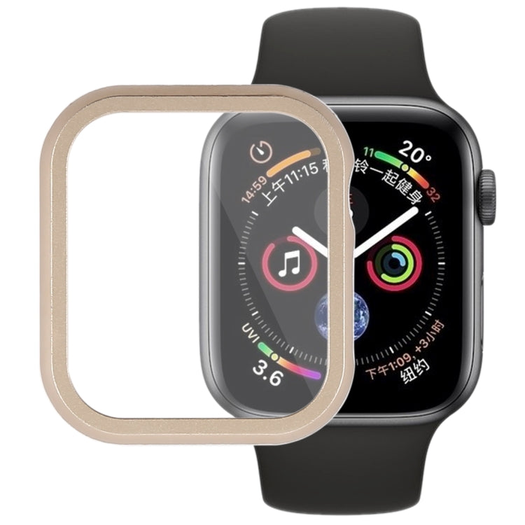 Metal front frame protective case for Apple Watch, gold-tone frame with clear window