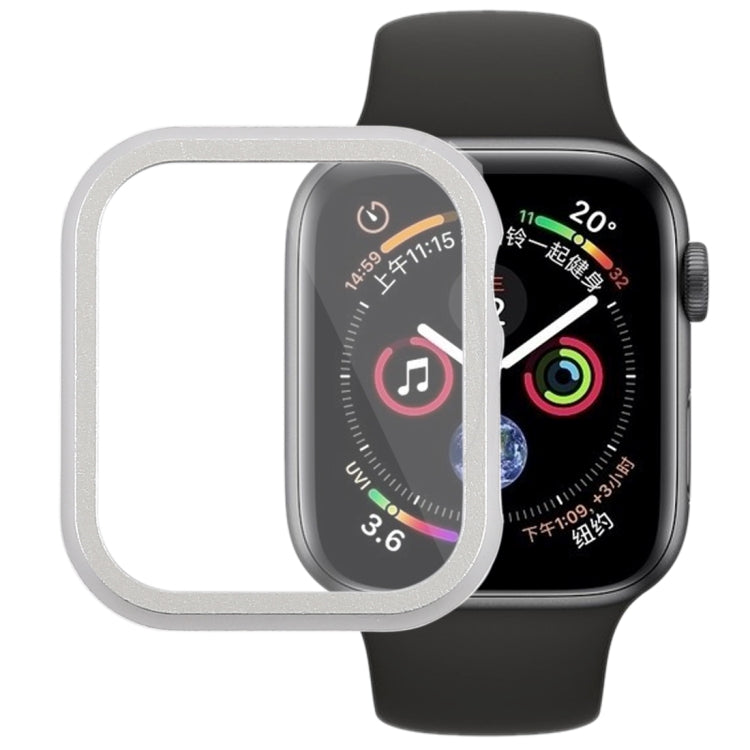 Metal front frame protective case for Apple Watch, silver frame with clear window