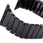 Black ceramic watch band links with glossy end pieces and clasp side details