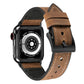 Brown and black TPU watch band with quick-release buckle and visible stitch detail