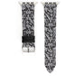 Set of two grey and black thorn-pattern leather watch bands with silver buckles