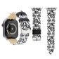 Grey thorn-pattern leather watch bands with black woven strap and silver buckles
