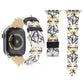 Two-tone grey and white thorn-pattern leather watch band with black buckle and strap