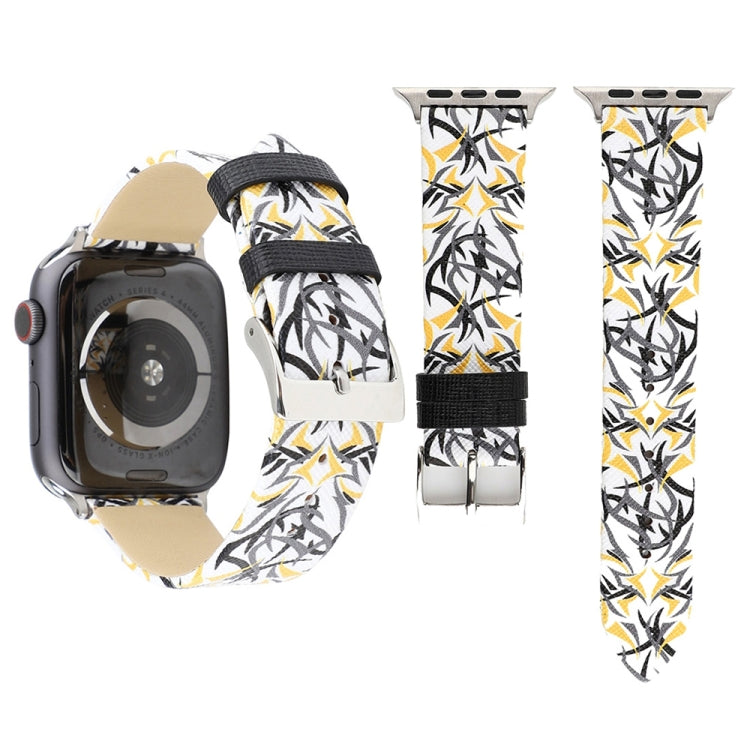 Two-tone grey and white thorn-pattern leather watch band with black buckle and strap