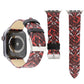 Genuine leather watch band with red and black thorns print, metal buckle and pin