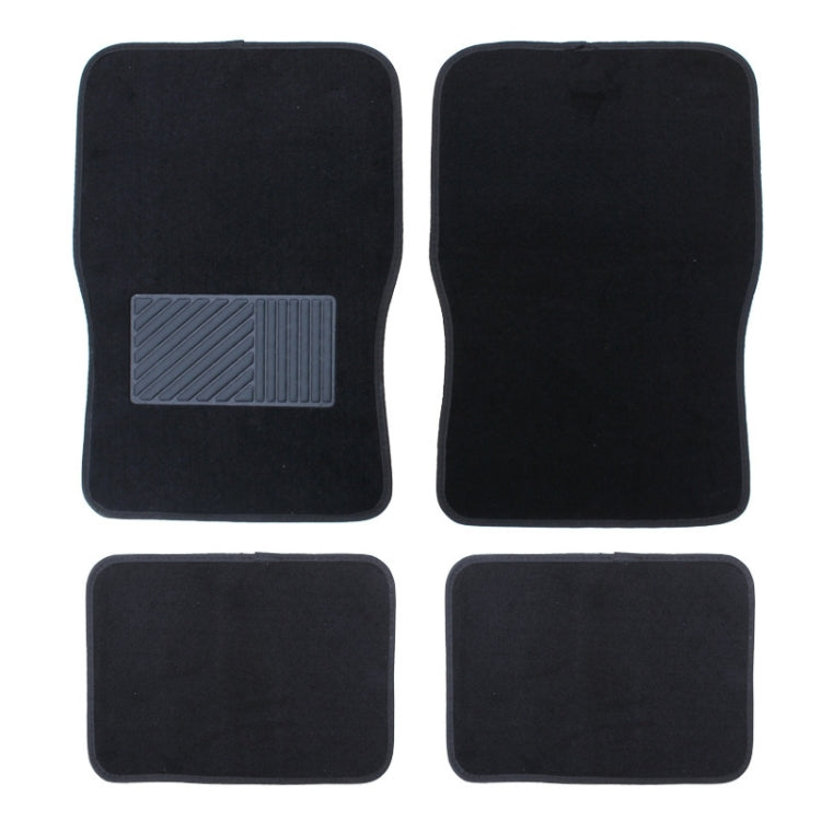 Set of four black carpet floor mats with rubberized grip inserts