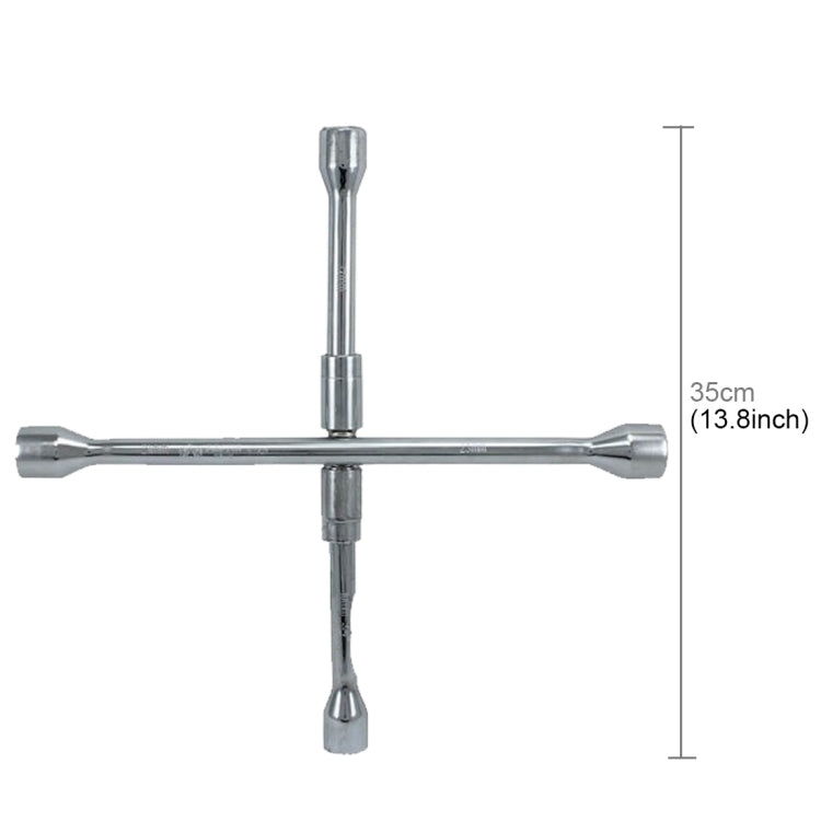 35 cm foldable cross wrench with four socket ends and center extension rod