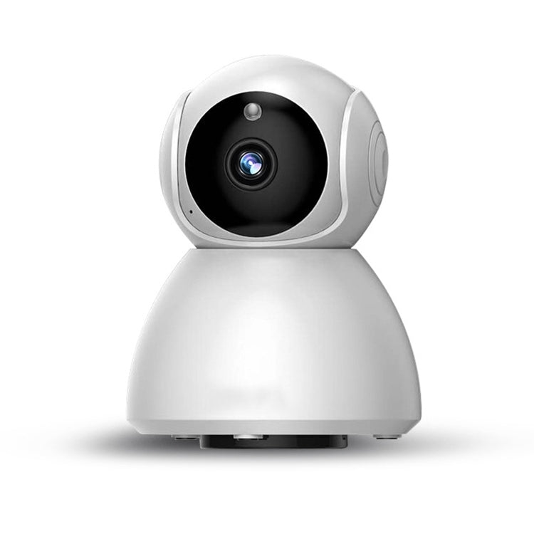 White wireless dome security camera front view with black lens