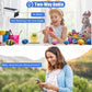 Solar security camera with solar panel and lens, two-way audio scene with child and pets