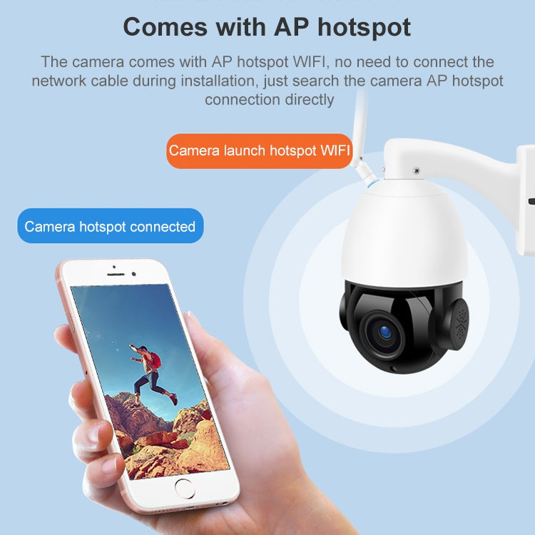 White WiFi security dome camera with AP hotspot and mobile app